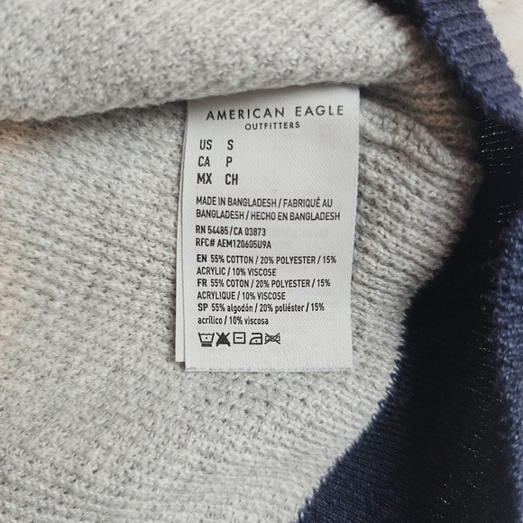 American Eagle Collared Henley Shirt Small Waffle Knit Mens Classic Fit Preppy - Picture 6 of 7